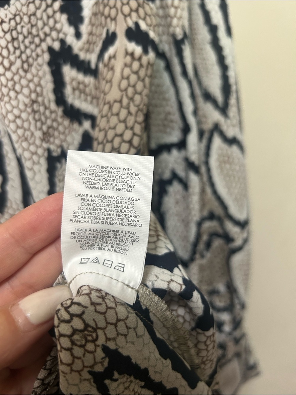 CAbi Snake-Print Long Sleeve Blouse in Beige and Black - Picture 4 of 8